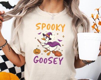 Maglietta con l'oca sciocca, maglietta con l'oca di Halloween, maglietta con l'oca strega, maglietta divertente di Halloween, maglietta con l'oca spettrale, maglietta con l'oca zucca, amante dell'oca