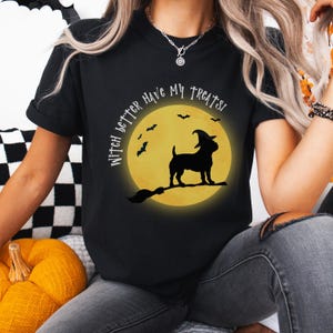 Comfort Colors Halloween Shirt, Funny Frenchie Dog Shirt, French Bulldog Witch Dog Tee, Dog Mom Halloween Graphic Tee, Spooky Season