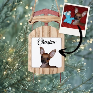 Personalized Dog Christmas Ornament, Cute Sled Ornament Gift for Dog Lovers, Custom Photo Dog Ornament