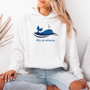 Whale Cute Summer Beach Shirt Vintage Animal Graphic Hoodie Ocean Nature Sweatshirt Soft Cozy Top