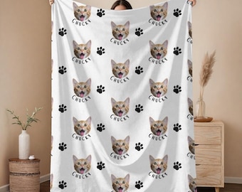 Manta personalizada con foto de mascota, regalo para mamá gata, manta personalizada
