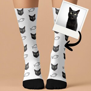Custom Cat Lover Gift Photo Socks, Personalized Pet Picture Socks, Funny Pet Face Printed Socks, Dog Mom and Dad Customized Socks