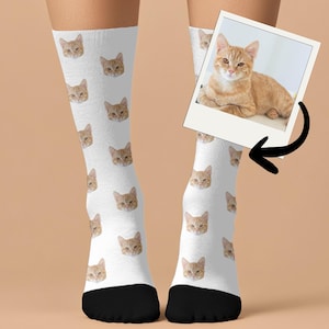 Custom Cat Lover Gift Photo Socks, Personalized Pet Picture Socks, Funny Pet Face Printed Socks, Dog Mom and Dad Customized Socks
