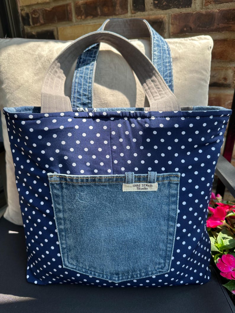 Yunzh Denim Canvas Tote Bag - Shoulder Handbag For School, Shopping, Or Travel - View #14