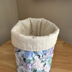 Handmade Floral Fabric Basket: Soft Organizer Bin, 8x8x4.5" image 5