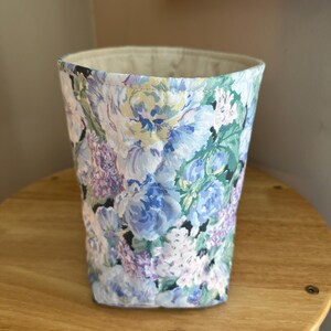 Handmade Floral Fabric Basket: Soft Organizer Bin, 8x8x4.5" image 4