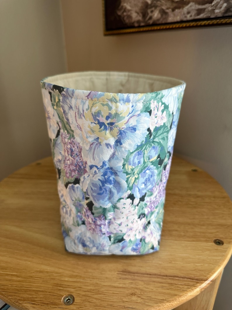 Handmade Floral Fabric Basket: Soft Organizer Bin, 8x8x4.5" image 4