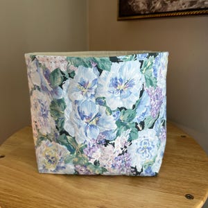 Handmade Floral Fabric Basket: Soft Organizer Bin, 8x8x4.5" image 3