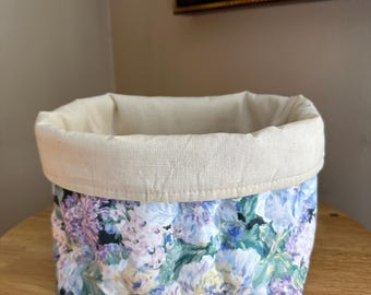 Handmade Floral Fabric Basket: Soft Organizer Bin, 8x8x4.5"