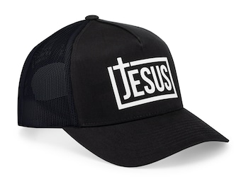 Jesus Cross Christian Trucker Hat - Faith Baseball Cap Snapback Mesh Religious Gift For Men - Christian Apparel - Aprojes