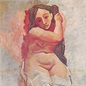 Picasso - Woman Combing Her Hair - original published lithograph from 1960s Early Cubist | gift for art lovers | modern art framable