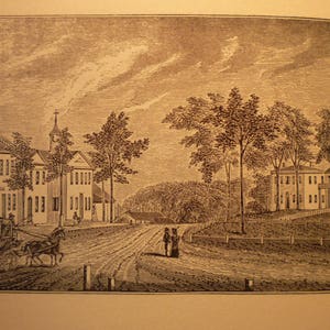 Greenfield Massachusetts Town Engravings 1964 - The Berkshires Hill Town - framable gift town history 19th century scene History lover
