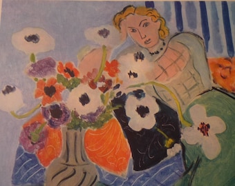 Matisse Anemones and Woman Harmony in Blue GICLEE 8 by 10 inch print gift for art lovers Beautiful framable art
