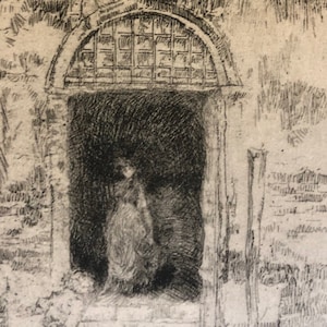 Whistler The Balcony Vintage photogravure print suitable for framing art lovers Wall Art from Venice collection Mystery in the City