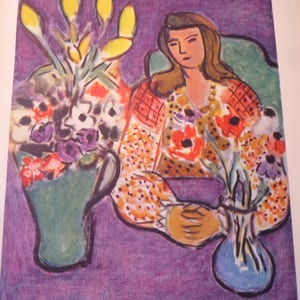 Matisse Young Lady with Anemones on a purple table - Giclee print art ephemera gift for art lovers modern art French framable