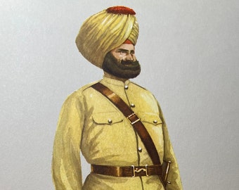 Gunner, 4th (Hazara) Officer 1890 Royal Artillery 15x11 inch Color reproduction published lithograph English Military
