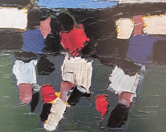 Nicolas de Staël, Parc des Princes, Footballeurs| Lithographie originale publiée en 1953 | expressionniste moderniste | Milieu du siècle | Encadré