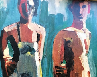 David Park Standing Couple in Bathing Suits Giclee Print Figurative Abstract Expressionism framable art Summertime Swimmers