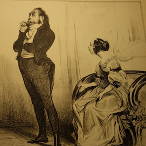 Honore Daumier Małżeństwo za pieniądze Reprodukcja karykatury na temat życia małżeńskiego 1968 Oryginalnie opublikowana litografia Satyra polityczna Humor wiktoriański