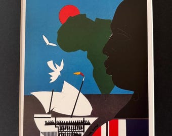 Romare Bearden Roots Matted Print FOr 8 x 10 Frame. Ready to fit