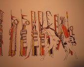 A Kiowa War Dance - Plains Indians Sketch Books - Art Print - 1877 Native American art can be matted for 11 by 14 frame