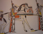 Ledger Drawing funeral Zo Tom Kiowa tribe Plains Indians Sketch Books Print 1877 Native American Fallen soldier