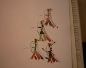 Shooting a Target Cheyenne style - Indian Sketch Books - Native American Print for 11 by 14 frame Ledger Art 1877 Cheyenne Indians