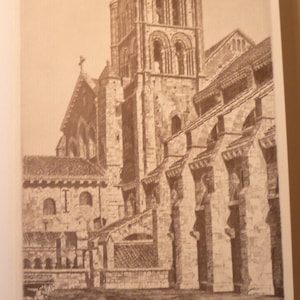 1930 John Taylor Arms French Basilica of the Madeleine Vezelay France found in 1930 published book framable French souvenir