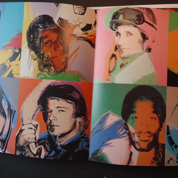 Andy Warhol Sports Celebrity Portraits - two page spread - 10 by 20 inch modern art lover from the 1960s New York pop art