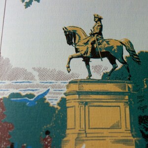 George Washington Estatua Rudolph Ruzicka Original Boston Public Gardens Beacon Hill Histórico publicado litografía 1975 regalo para aficionados a la historia imagen 2