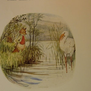 The Fox and the Stork Beatrix Potter Published Illustration Sweet Animal print