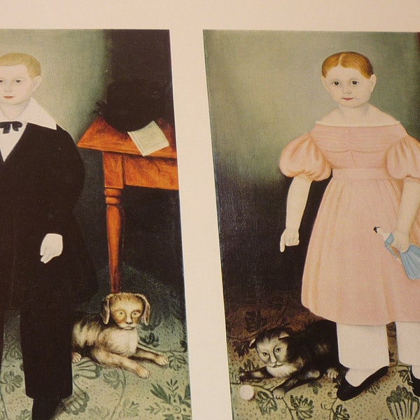 Vintage Folk Art Print - The Smith Kids - Fine Art Print -