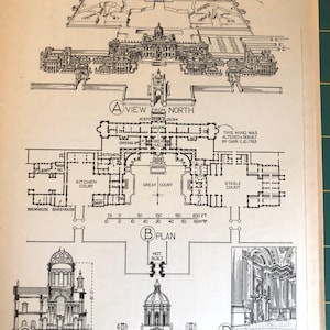 Blenheim Castle Englisch Renaissance Yorkshire Architektur Details Original 1924 veröffentlichter Druck Groß für die Gestaltung eines Geschenks für Architekten