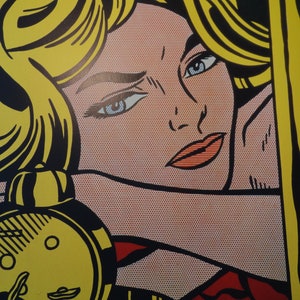 Roy Lichtenstein Blond Waiting, from 1964 Pop Art color print 10 by 10 inch modern art mid century modern cartoon