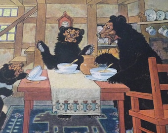 Frederick Richardson The Three Bears -1920s ephemera -Book Illustration for children published original print