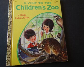 Gouden boekje "A visit to the Children's Zoo" 1963, eerste editie door Barbara Shook Hazen (auteur), Mel Crawford (illustrator)