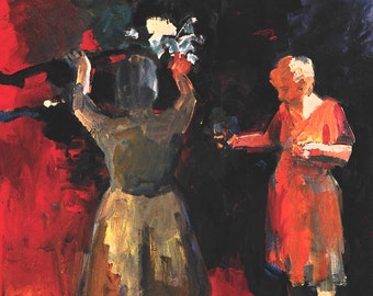 Elmer Bischoff Two Figures in Vermilion Light |  Figurative Mud Century Modern art | Abstract Expressionism framable wall art