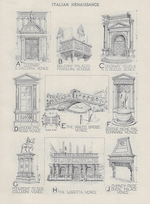 Italian Renaissance Architecture Details Giclee Print Great for