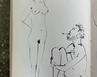 Picasso, Young Artist with Model | Original published lithograph 1954 | Human Comedy  Late Career Drawing | Ready to Gift | Wall Art