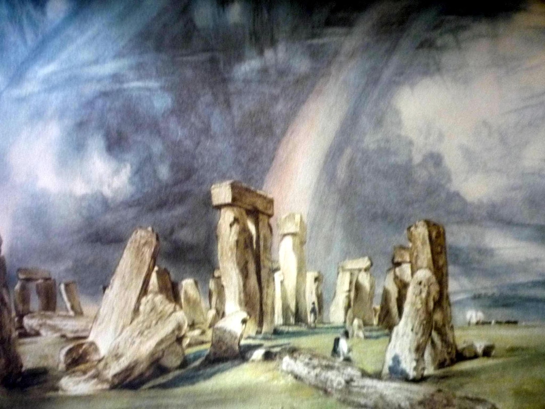 ジョン・コンスタブル作「ストーンヘンジ」。イギリスの水彩画、1949年
