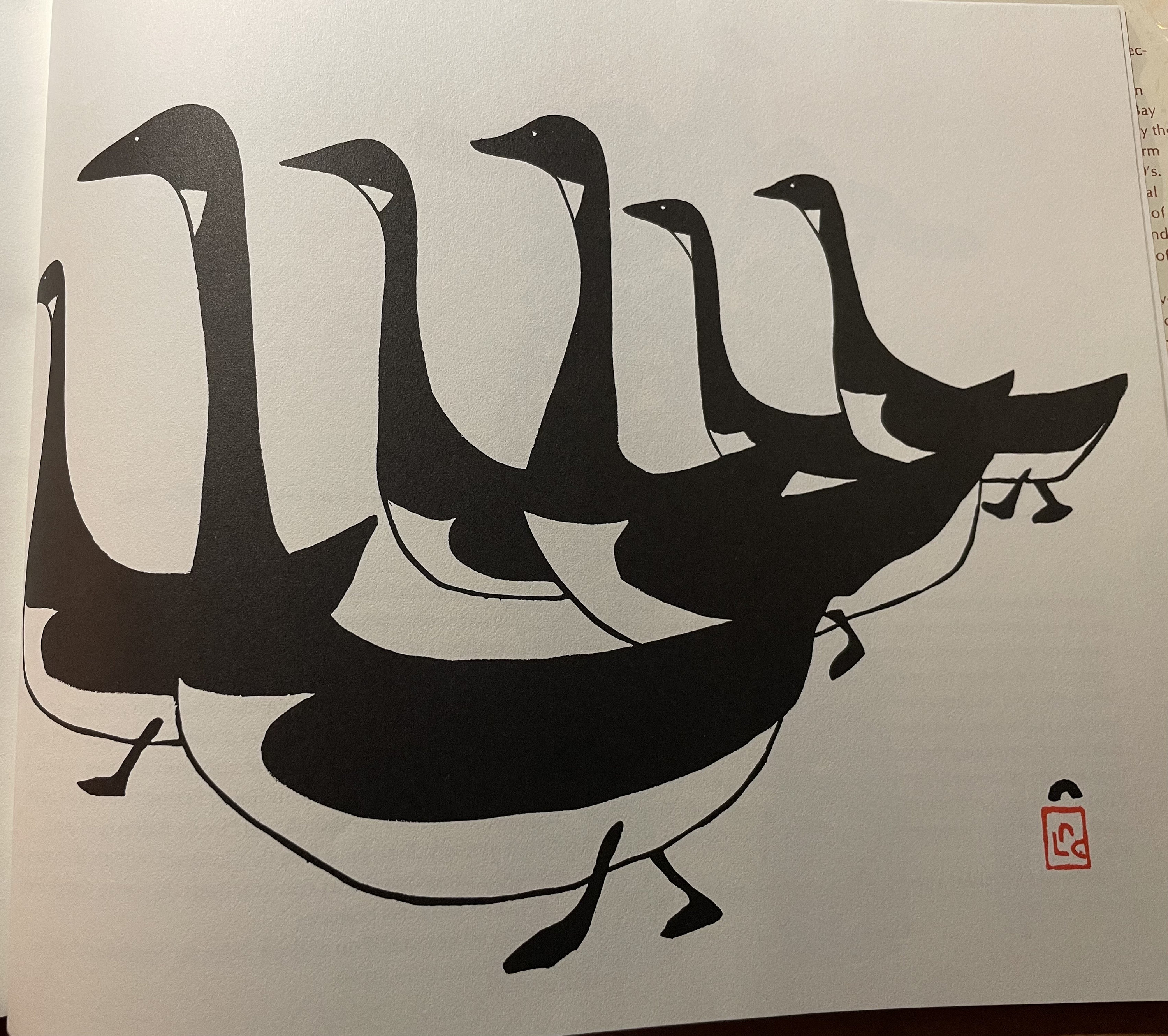Inuit Art | Canadian Geese by Mungitok | Arctic Art World | Stencil | Original Published Lithograph Wall Art