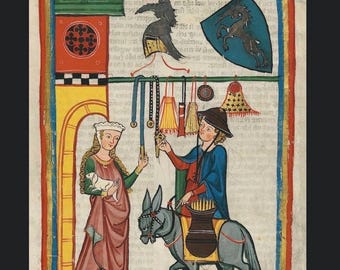 Dietmar von Aist, poet | Vintage Print | Medieval German Art of Love | Framable Wall Art