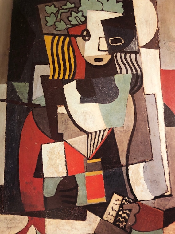 ピカソ 本を読む女 ポスター ヴィンテージ ポストモダン キュビズム アート Picasso Woman With Book Abstract Poster Print 11.5 by 16
