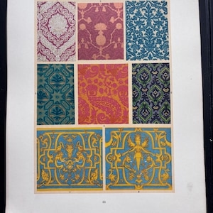 Op de afbeelding: Een pagina met negen kleurrijke Italiaanse Renaissance patronen. De patronen bevatten bloemen, paisley en geometrische motieven in verschillende kleuren zoals blauw, goud, roze en groen. De tekst bovenaan luidt "ITALIAANSE RENAISSANCE".