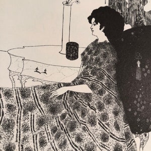 Aubrey Beardsley Rejane, French actress - Art Nouveau book plate print only or framed art lovers art nouveau 8.5 by 11 size