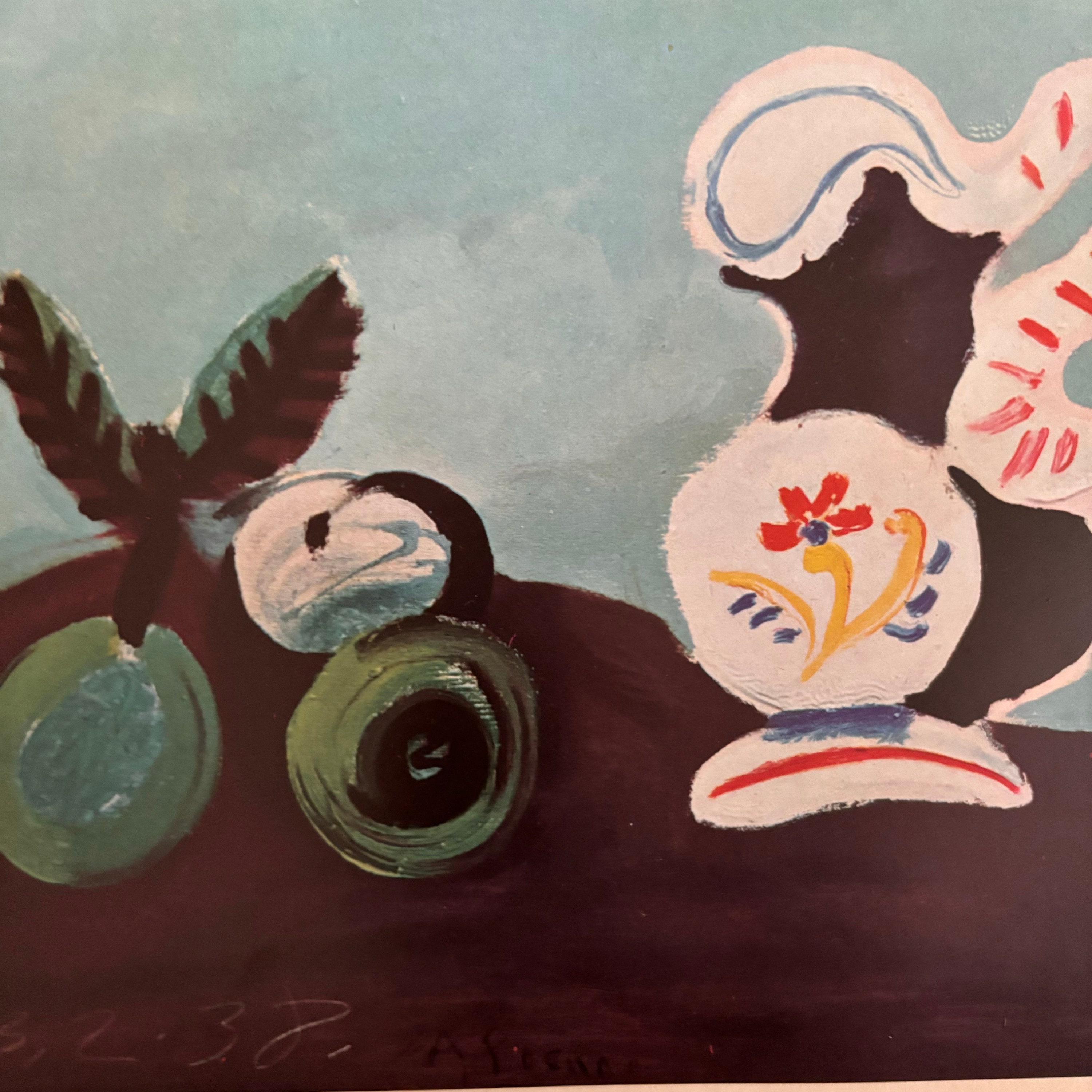 Vintage 1950 Picasso “Fruit and Wineglass” Lithograph Art Print Vintage 1950 Picasso “Fruit and Wineglass” Lithograph Art Print