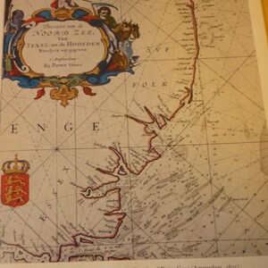 Tableau de la mer du Nord - réimpression Amsterdam d’original voir de vieux monde de 1675 - De Zee-atlas de Pieter Goos