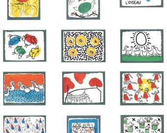 Keith Haring - 12 Days of Christmas - Art reproduction -  mid century modern art lover Framable wall art