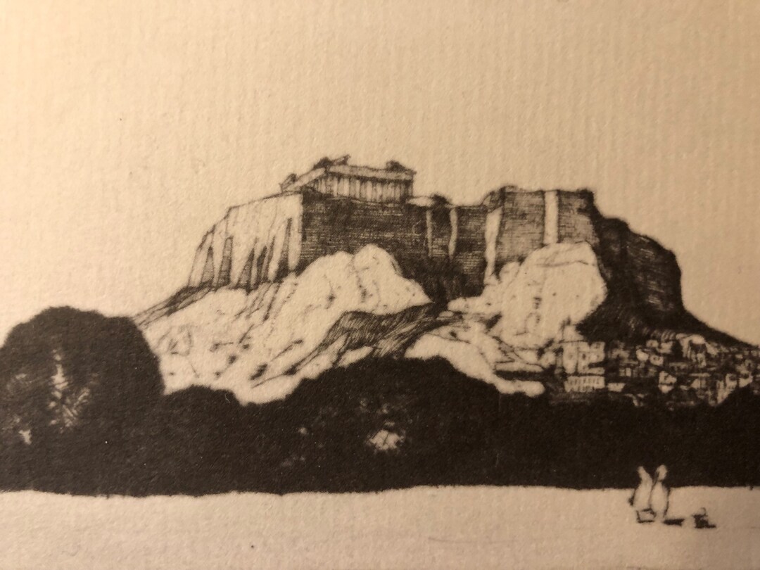 The Acropolis Athens Louis Rosenberg, Etcher Fine Detail - Framable ...