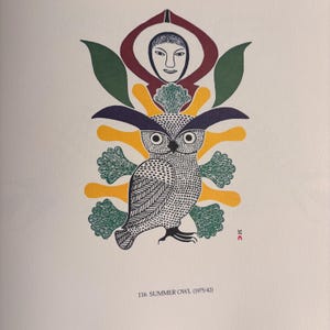 Summer Owl by Kenojuakk | Stone Cut | Cape Dorset Baffin Island | Inuit print | Published Lithograph Wall Art